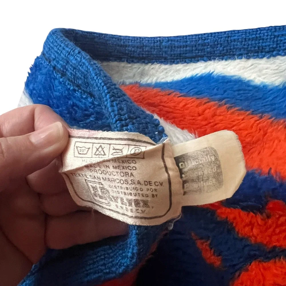 Vintage San Marcos Denver Broncos Blanket Reversible Plush Cobija NFL Blue